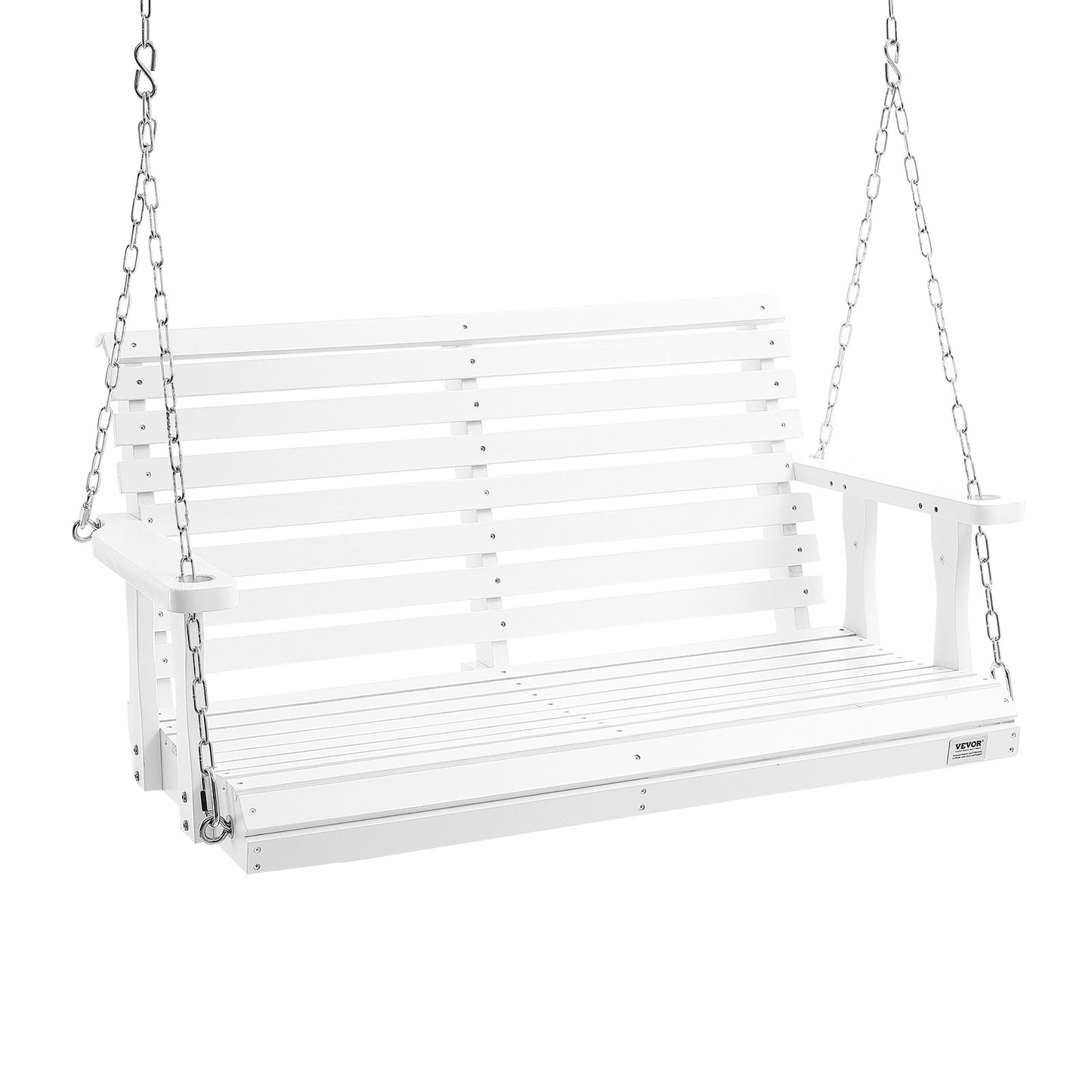US Local VEVOR Wooden Porch Swing 4 Ft, Patio Bench Swing For Courtyard & Garden, Upgraded 880 Lbs Strong Load Capacity, Heavy Duty Swing Chair Bench With Hanging Chains For Outdoors, White