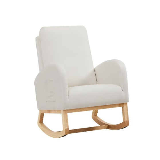 US Local Beige Velvet Rocking Chair