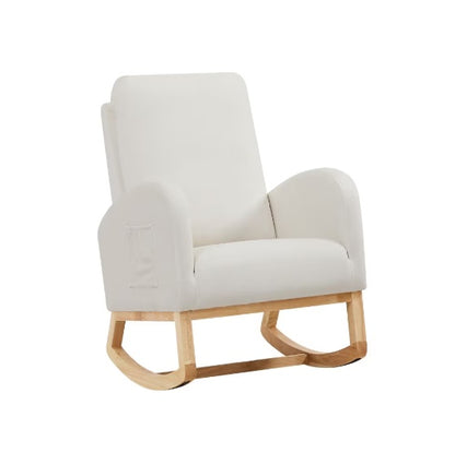 US Local Beige Velvet Rocking Chair