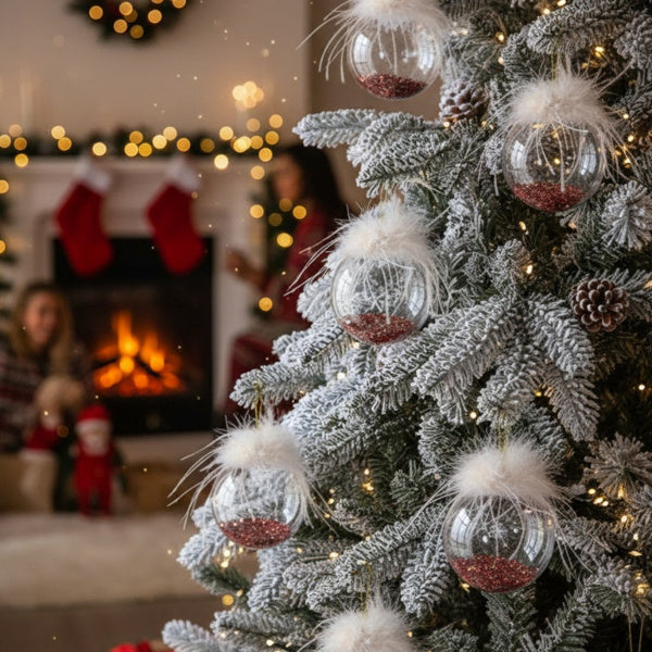 US Local 6PCS Set Glass Christmas Ornaments Decorative Hanging Balls For Tree & Holiday Party Decor Festive Home Decorations FBA Shipment