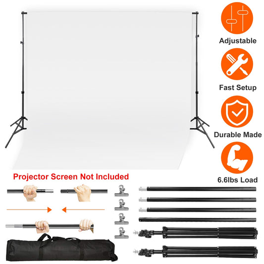US Local 1Pc 6.5 X 10ft Photo Video Studio Backdrop Background Stand Adjustable Heavy Duty Photography Backdrop Support Stand Set With Carrying Bag Clamps