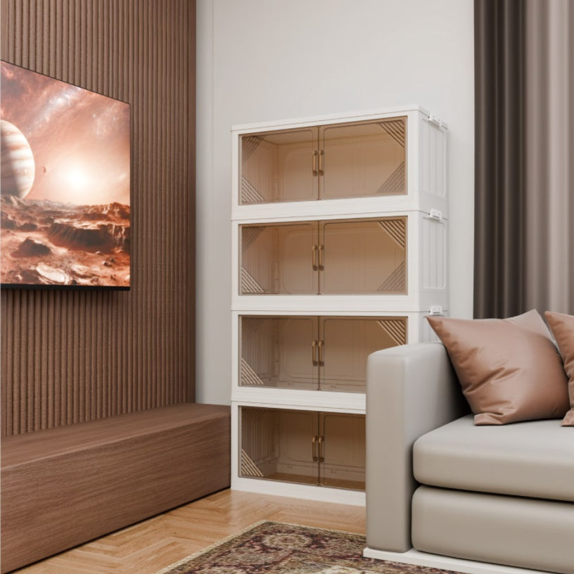 US Local 35.4 Inch Wide Clear Plastic Locker For Closet Organizer Storage, Folding Storage Box