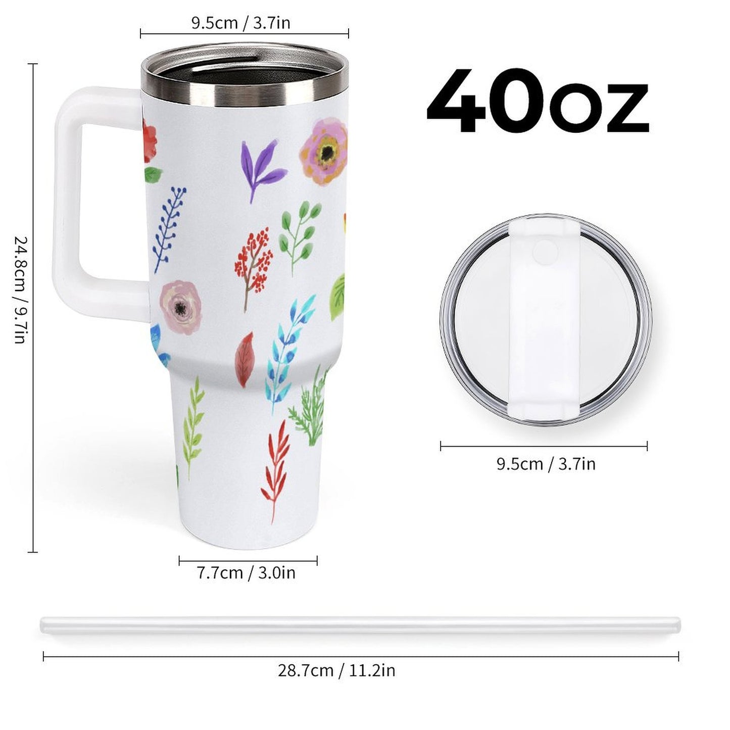 PHDT00195 POD US Local Tumbler 40 oz Large Capacity Car Cup Flower