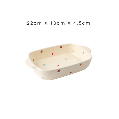 Ceramic Dot Cheese Baked Rice Plate Household Microwave Oven