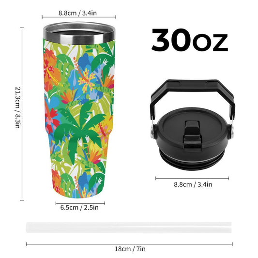 POD US Local Tumbler 30oz Large Capacity Car Cup Tropical, Rainforest Style