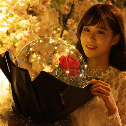 US Local LED Luminous Balloon Rose Bouquet Transparent Bobo Ball Rose