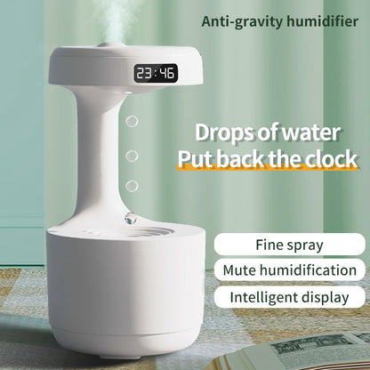 Bedroom Anti-Gravity Air Humidifier With Clock Water Drop Backflow Aroma Diffuser Large Capacity Office Bedroom Mute Heavy Fog Household Sprayer