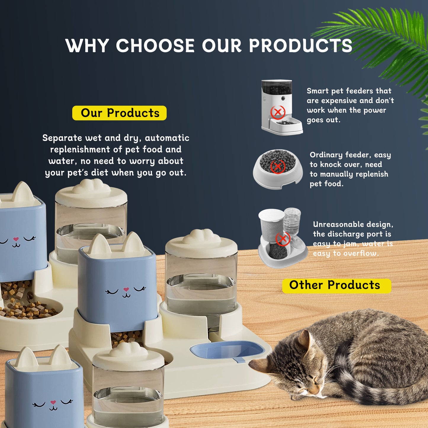 US Local Super Cute Appearance Pet Feeding And Drinking Device, Cleverly Designed With Dry And Wet Separation, Automatic Water Addition, Universal For Cats And Dogs, Easily Solves Feeding Problems, And Makes P
