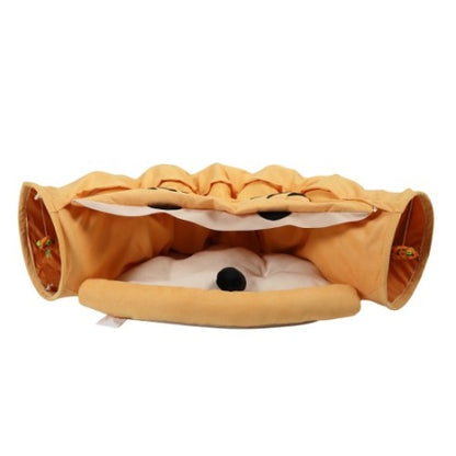 US Local Cat's Telescopic Tunnel Cushioned Bed Pet Nest Teasing Balls Zipper Connection Feline Supplies