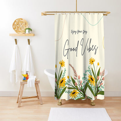 Bathroom Fashion Green Plant Print Waterproof Anti-mildew Shower Curtain