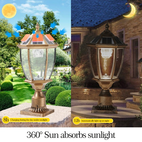 US Local Vintage Gold Solar Pillar Headlight With Dimmable LED 1-Pack