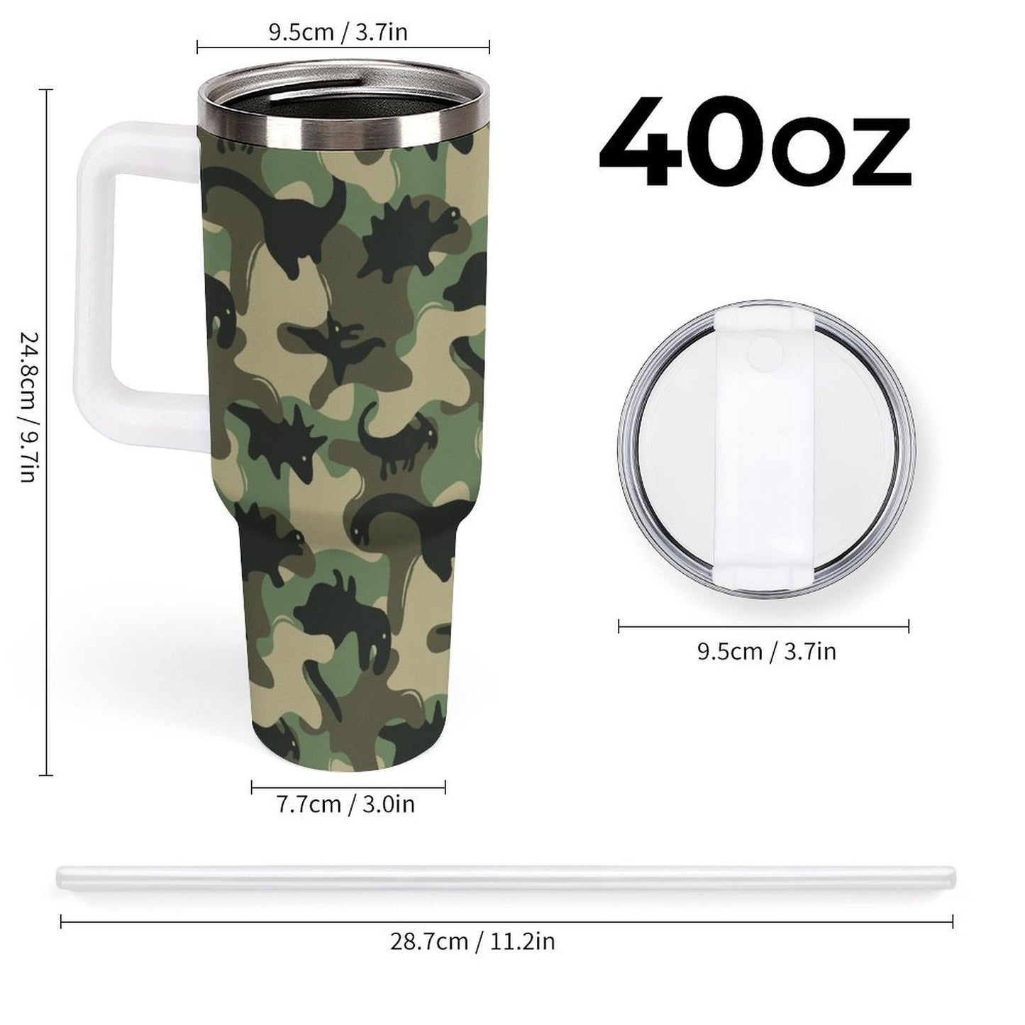 PHDT00490 POD US Local Tumbler 40oz Large Capacity Car Cup Green Dinosaur