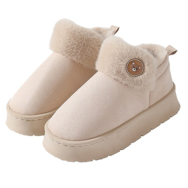 Ankle Wrap Cotton Slippers Thickened Couple Non-slip Warm Cotton Shoes