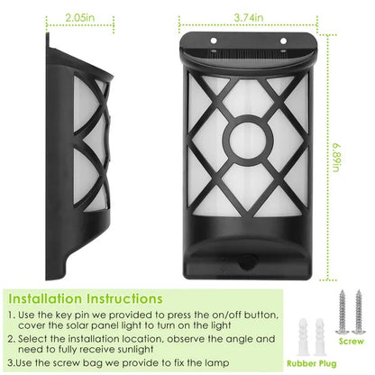 US Local Flame Solar Lights Outdoor 96 LEDs Waterproof Flickering Flame Wall Mount Lamp Auto On Off