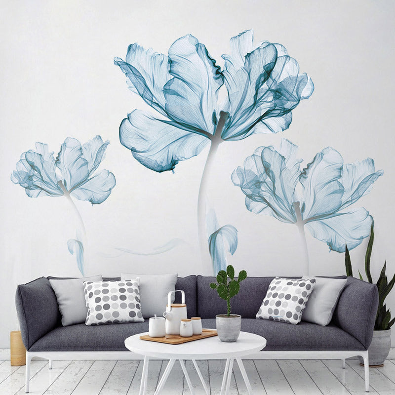 US Local Creative Nordic blue flower wall stickers