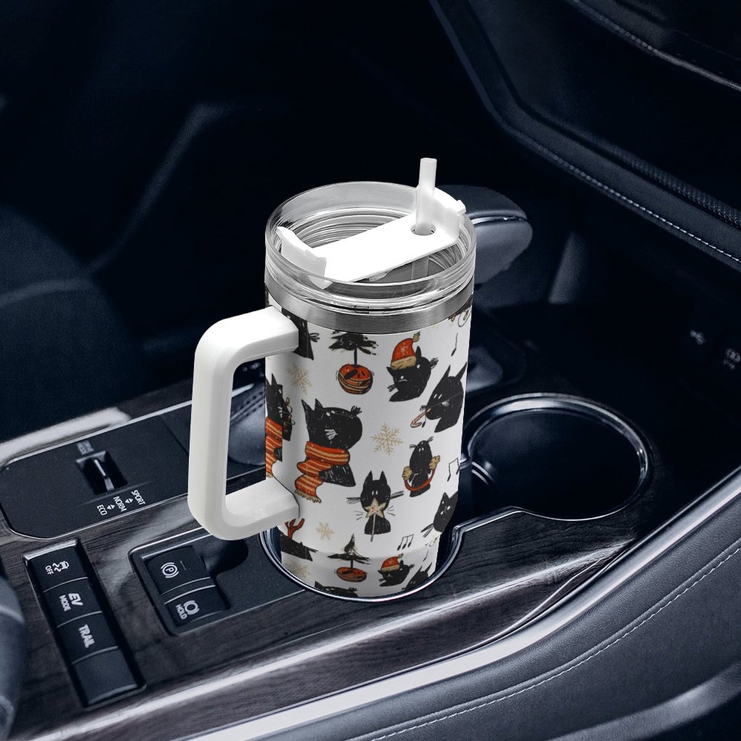 PHDT00331 POD US Local Tumbler 40 oz Large Capacity Car Cup Christmas, Black Cat