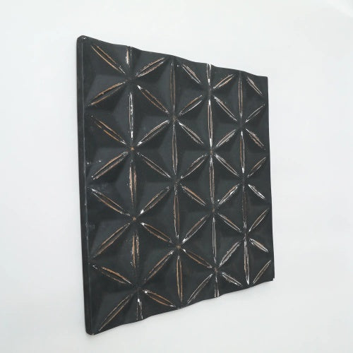 US Local Black Square Shape Handcrafted MDF Wall Decor  Elegant Home Accent