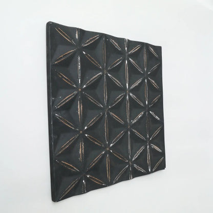 US Local Black Square Shape Handcrafted MDF Wall Decor  Elegant Home Accent