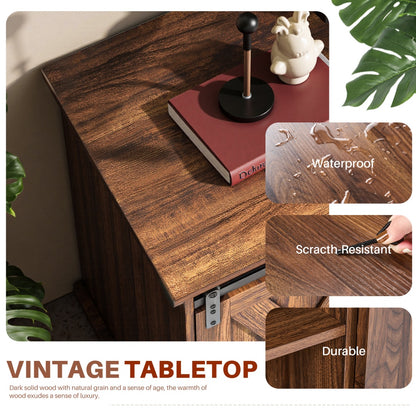 US Local 65-inch Solid Wood TV Cabinet With Double-layer Storage Space Sliding Door, Modern Living Room Furniture