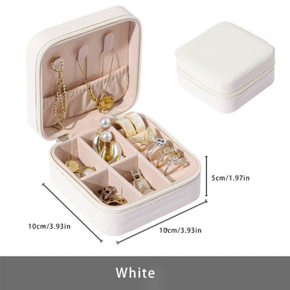 US Local 2pcs Portable Leather Jewelry Storage Boxes, Mini PU Jewelry Storage Boxes, Travel Jewelry Organizer Case, Black, White And Blue Jewelry Storage Boxes