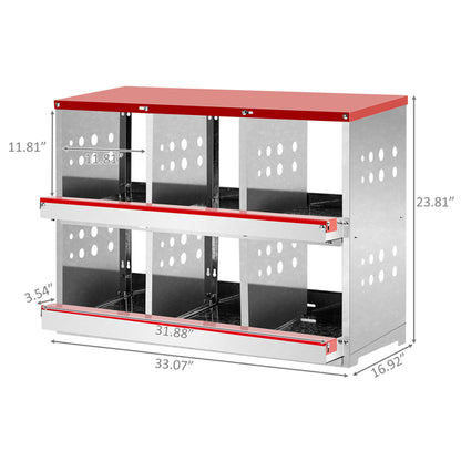 US Local 6 Compartments, 84x43x62, Sloping Roof, Disassembled, Iron, Red