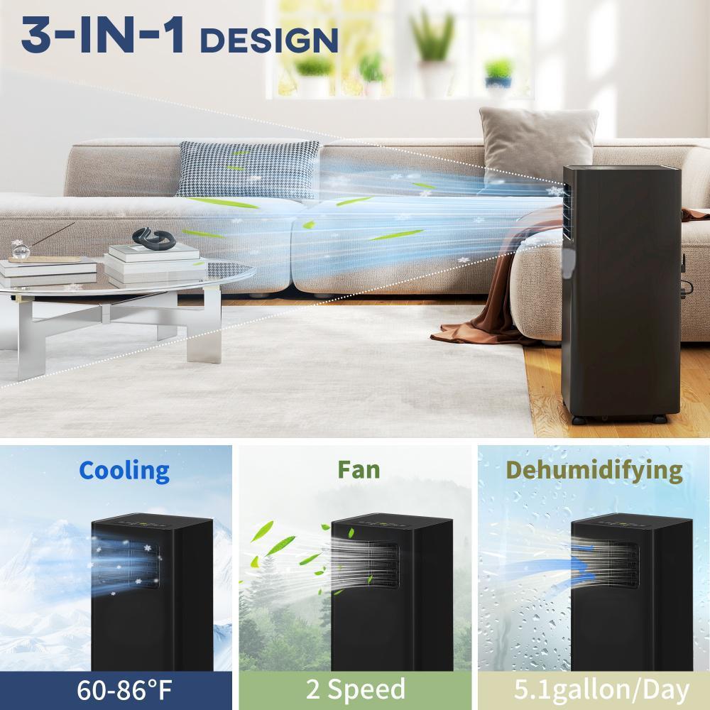 US Local Mobile Air Conditioner, 441 Sq. Ft., AC Unit With Dehumidifier, Sleep, 24H Timer OnOff, Window Kit, Black