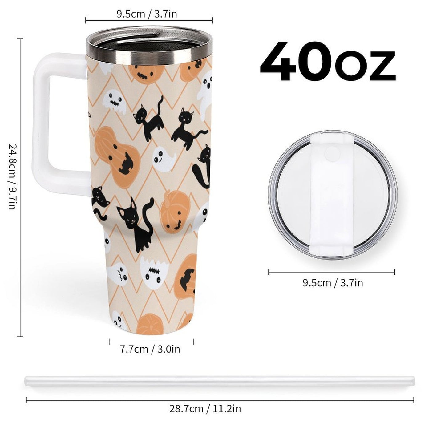 POD US Local Tumbler 40 oz Large Capacity Car Cup Halloween, Cat, Pumpkin