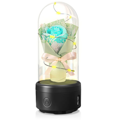 US Local Creative 2 In 1 Bouquet LED Light And Bluetooth-compatible Speaker Mother's Day Gift Rose Luminous Night Light Ornament In Glass Cover