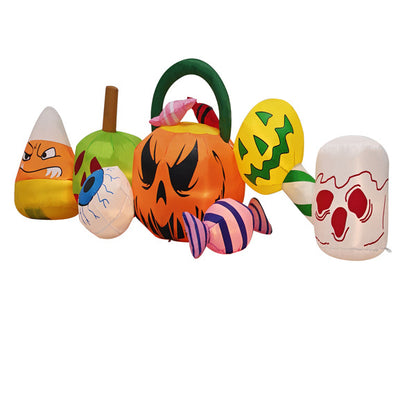 US Local 8FT Long Halloween Inflatables Pumpkins Eyeball Candy Outdoor Decorations, Blow Up Yard Decoration With Built-in LEDs Lighted For Lawn Garden Outside Indoor Decor