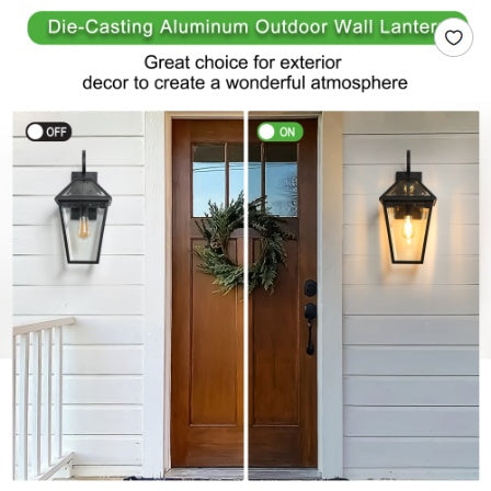 US Local 211-Pack Outdoor Wall Lantern Light  Modern Black Metal & Clear Glass Sconce For Porch, Patio, And Garden Lighting Bulb Not Included