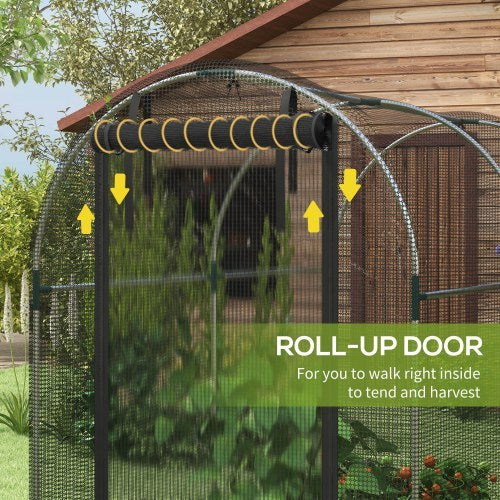 UK Local Outsunny Galvanised Steel Fruit Cage, Plant Protection Tent With Zipped Door, 1.2 X 2.4 X 1.9m, Black