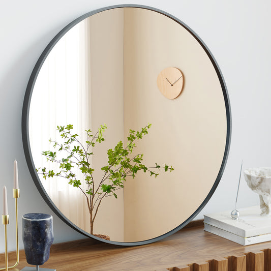 US Local Black Circular Wall Mirror 20 Inches