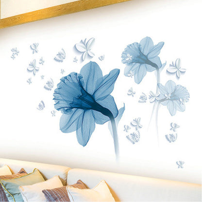 US Local Nordic Blue Flower Background Ring Creating Decorative Wall Stickers