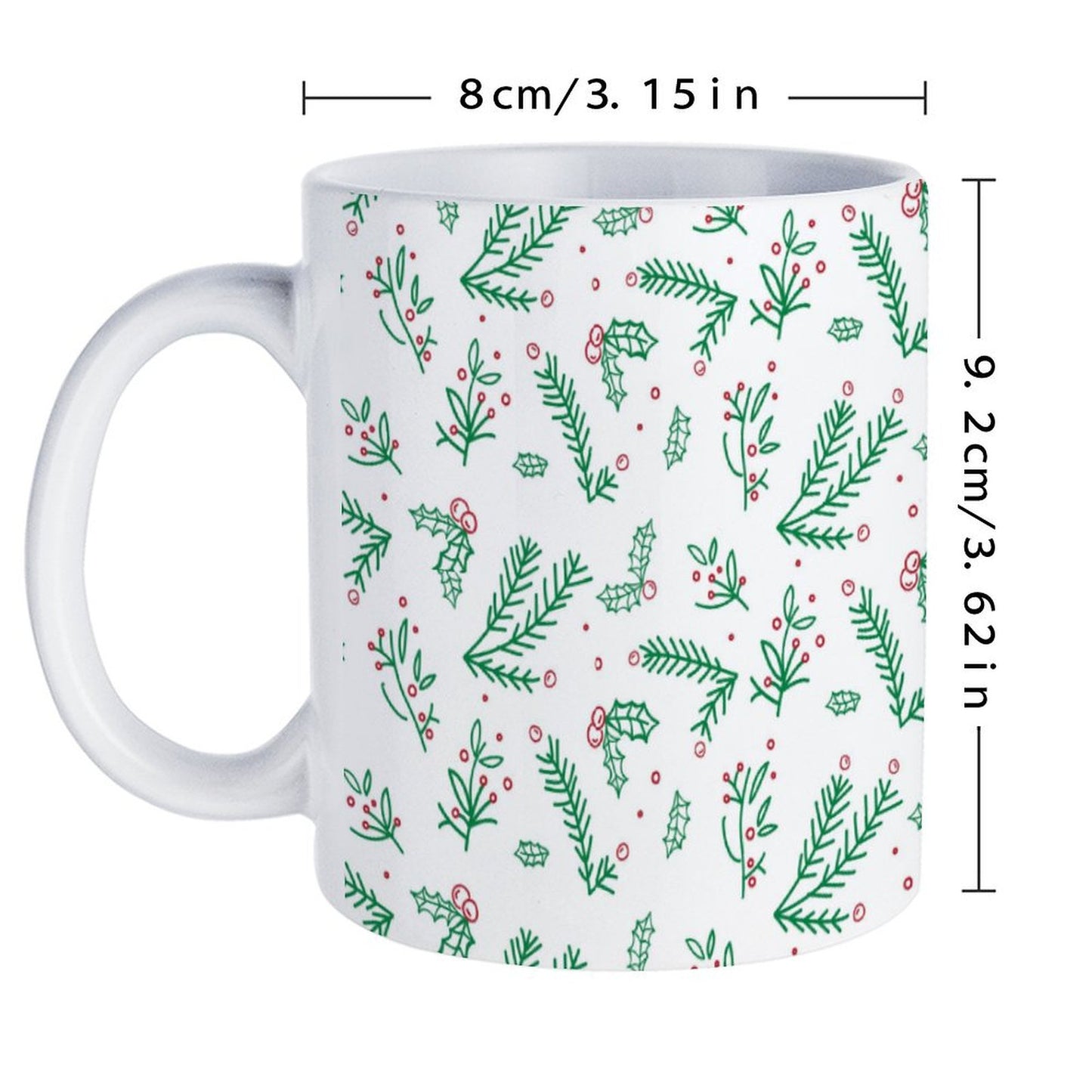 POD US Local White mug with full print, Christmas Green 0073