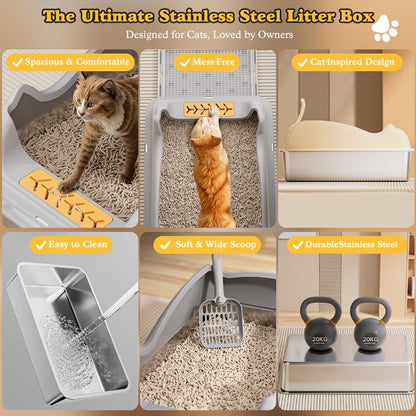 US Local Large Stainless Steel Cat Litter Box