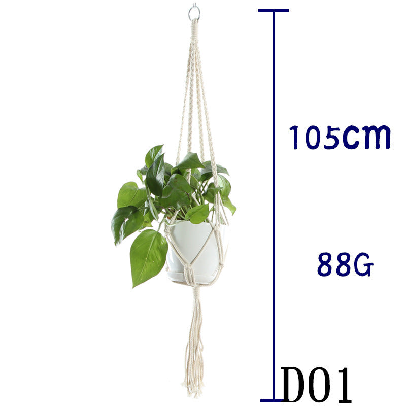 US Local Flower Pot Net Bag Beige Cotton Rope Indoor Plant Hanger Hanging Basket Sling