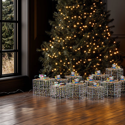 US Local 3pcs 7.5in-6.3in-5in Colorful Gift Box, Christmas Lighting Gift Box