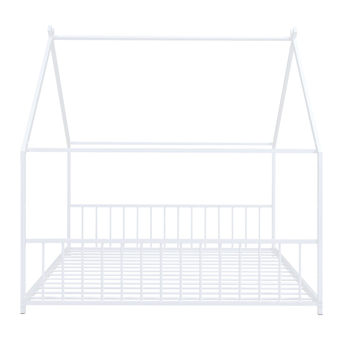 US Local Full Size Metal House Bed, White