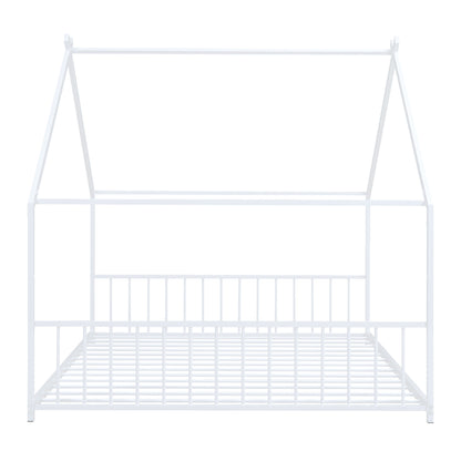 US Local Full Size Metal House Bed, White