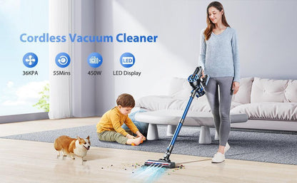 US Local 450W 36kPa Powerful Cordless Handheld Vacuum With LED Display, 40-Minute Battery Life, Rechargeable, Suitable For Home Use And Cleaning Pet Hair, Suitable For Hardwood Floors And Carpets