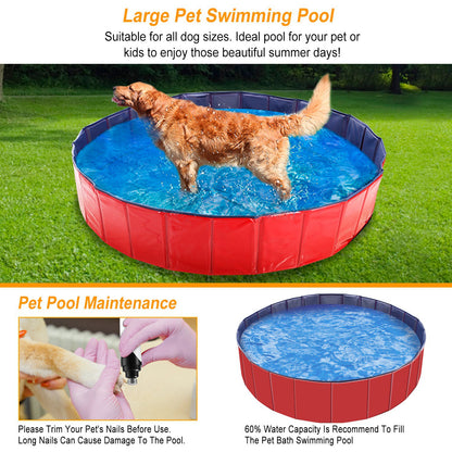 US Local 1Pc 160 X 160 X 30cm-63.0 X 63.0 X 11.8inch Foldable Pet Swimming Pool PVC  Dog Swim Pool Bathing Tub Playmat Pools