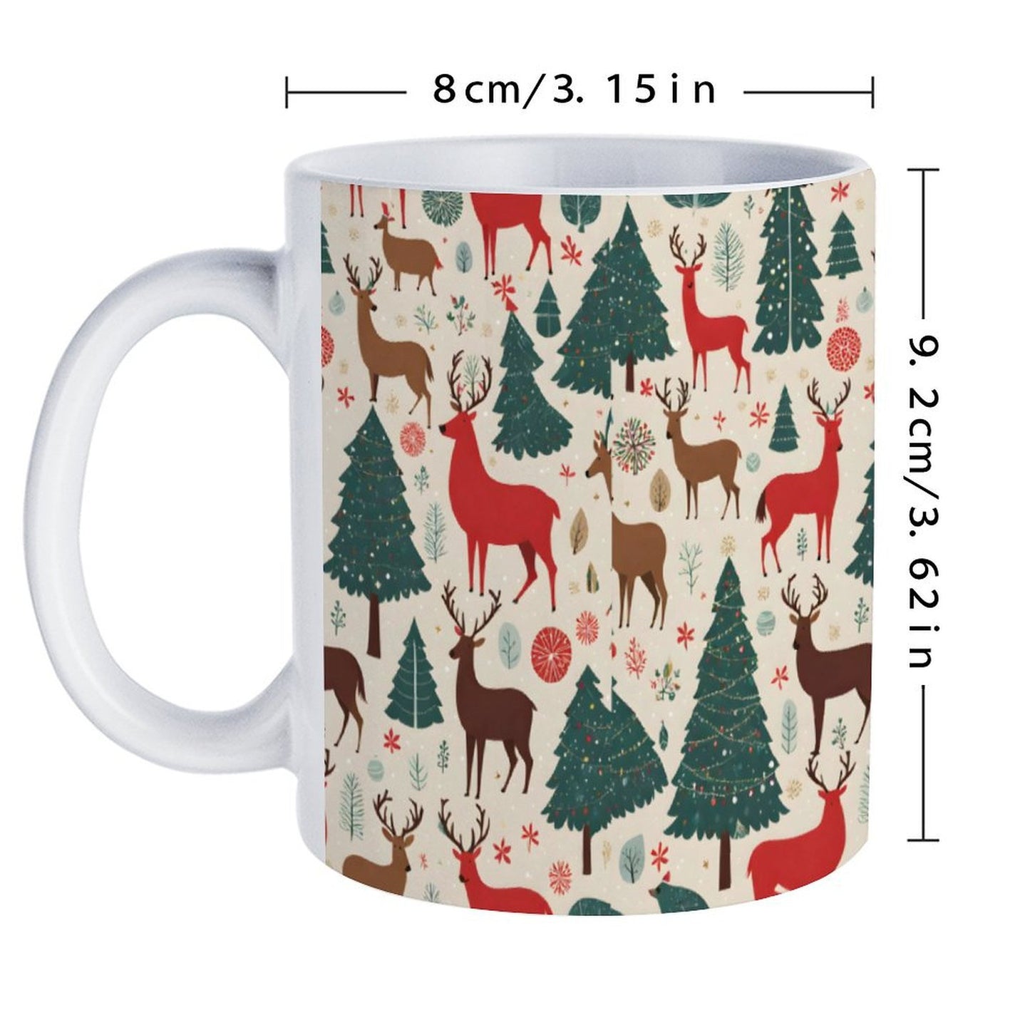 POD US Local White mug with full print, Christmas Trees 0007
