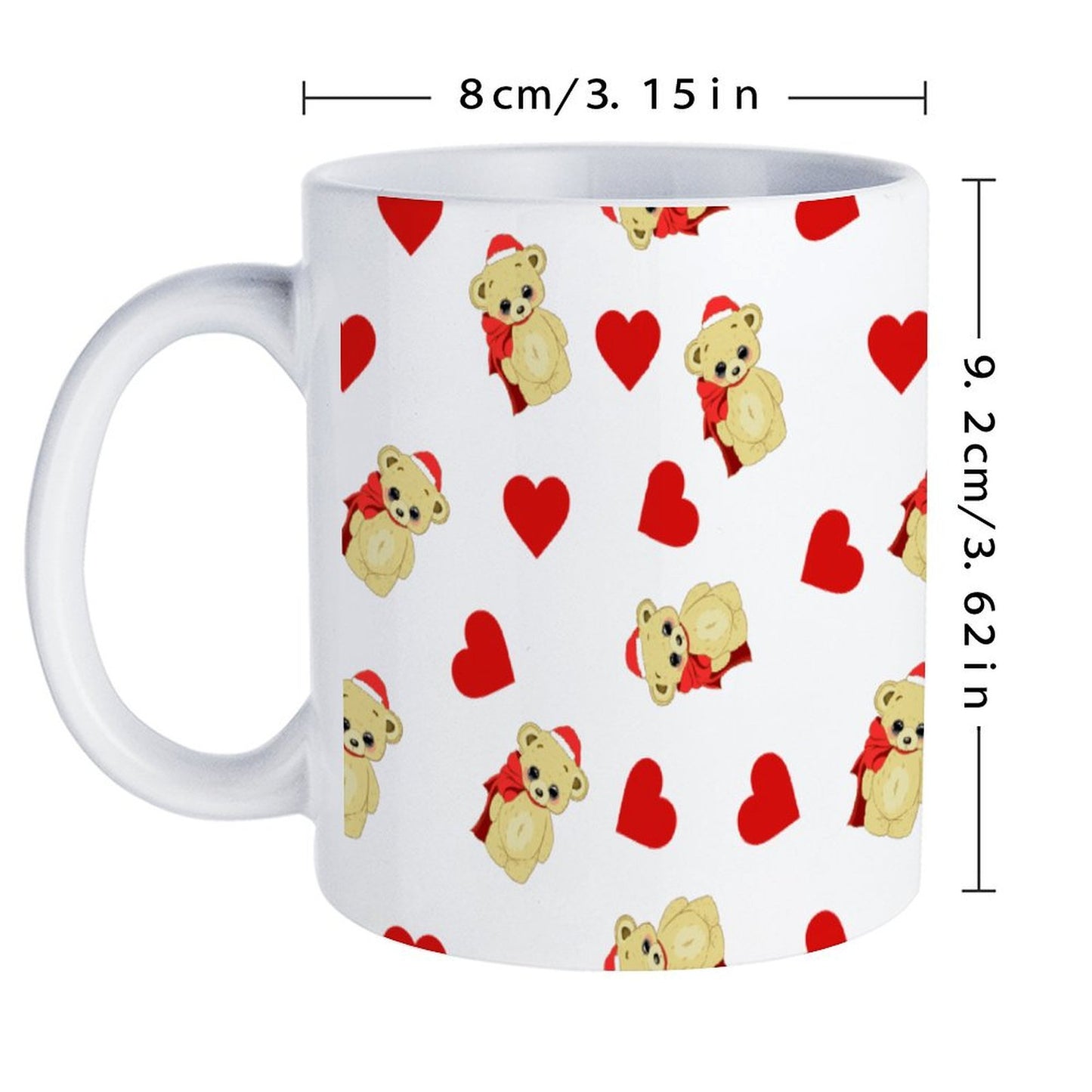 POD US Local White mug with full print, Christmas Teddy Bear, Love 0037