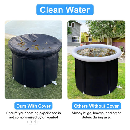 US Local 1Pc 97Gal Large Size Ice BathTub With Cover For Adults Athletes Recovery Cold Water Therapy Outdoor Portable Cold Plunge Tub 660LBS Load Capacity 33.46x33.46x29.52in