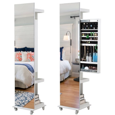 US Local Full Length Mirror 360 Swivel Jewelry Cabinet