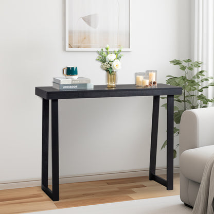 US Local Black Trapezoidal Leg Tabletop With Edge Pine Entrance Table