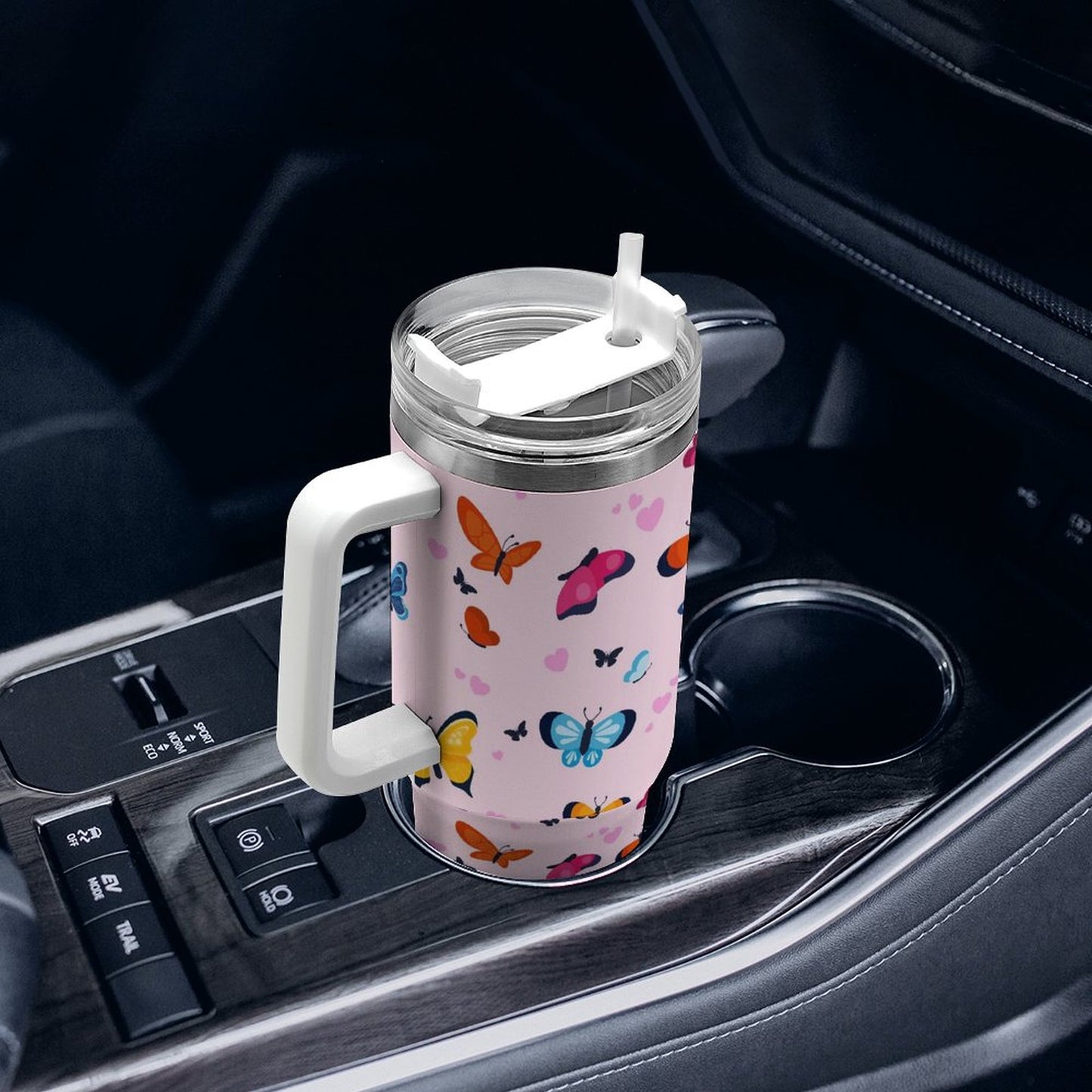 PHDT00482 POD US Local Tumbler 40oz Large Capacity Car Cup Butterfly Pattern Style