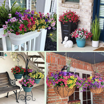 US Local Nepfaivy Artificial Outdoor Flowers UV-Resistant - Realistic Artificial Flowers For Outdoors, Fade Resistant Fake Flowers For Outside, Plastic Faux Flowers For Outdoor Planters