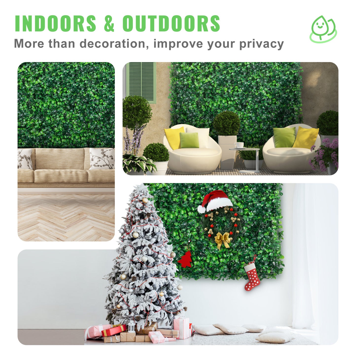 US Local VEVOR 12PCS 20x20inch Artificial Boxwood Panels,Boxwood Hedge Wall Panels,Artificial Grass Backdrop Wall ,Privacy Hedge Screen UV Protected For Outdoor Indoor Garden