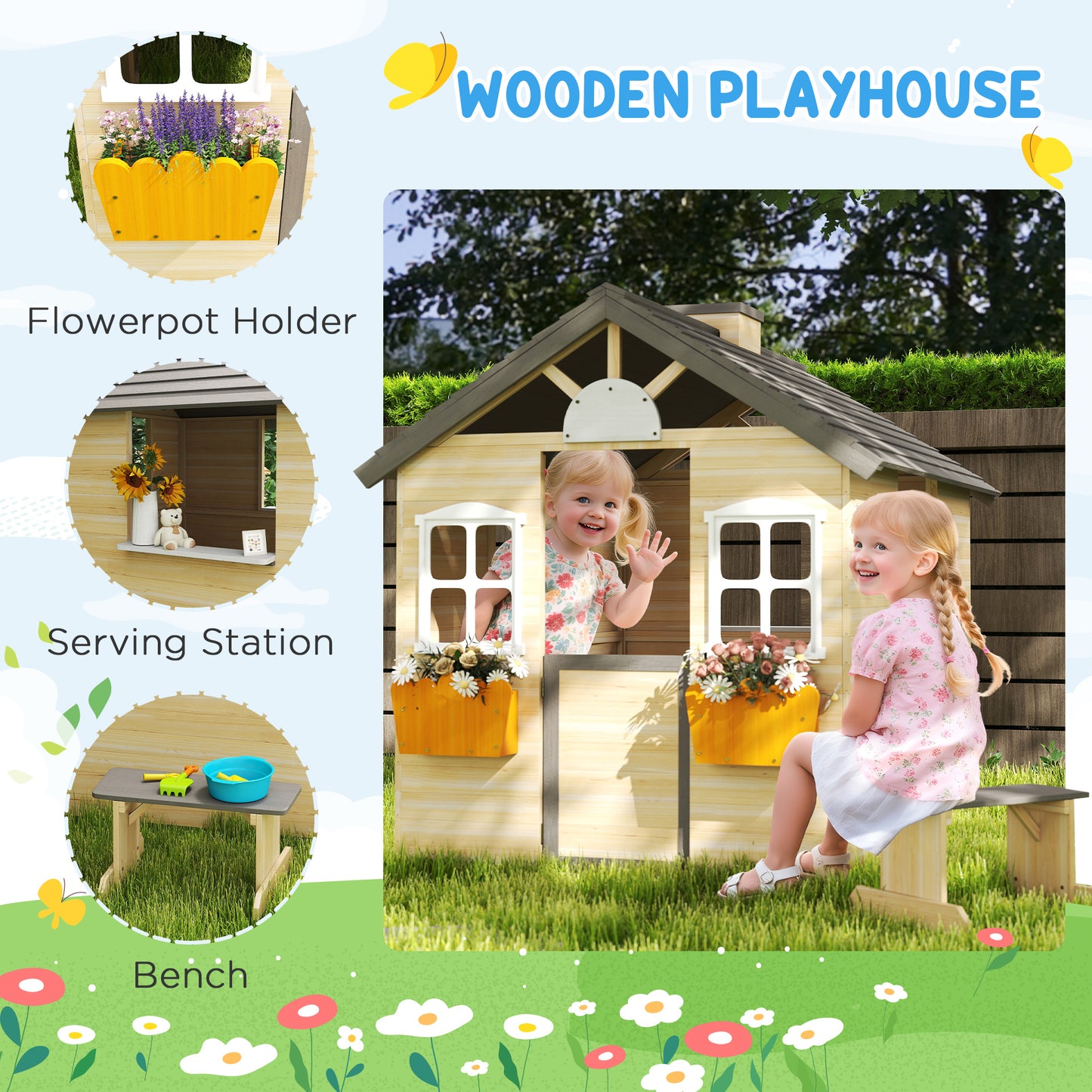 US Local Playhouse for Kids Outdoor Garden Pretend Play Games